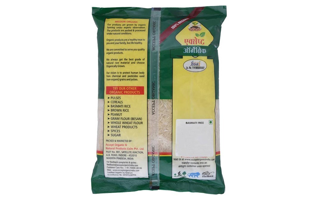 Accept Organic Premium Basmati Rice - Long Grain (Unpolished)   Pack  1 kilogram